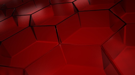 Red glass hexagons background 3d renderillustration