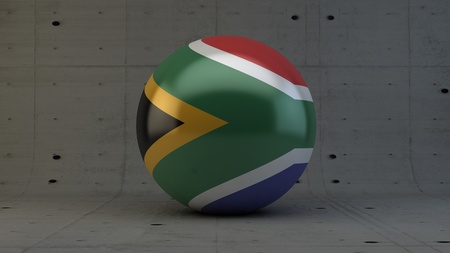 South africa flag sphere icon in concrete room 3d render