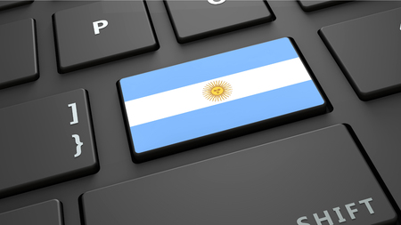 Argentina flag keyboard enter button 3d renderの写真素材