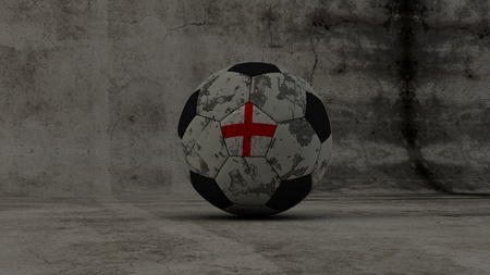 England soccer ball on concrete background 3d renderの写真素材