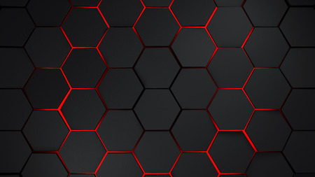 Gray and red hexagons modern background illustrationの写真素材