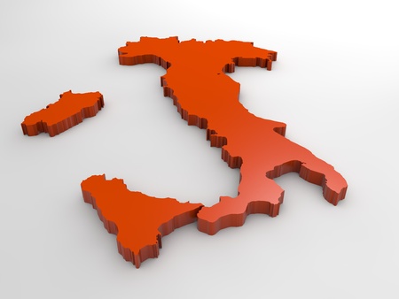 Italy 3d orange map, isolated on white background. 3d renderの写真素材