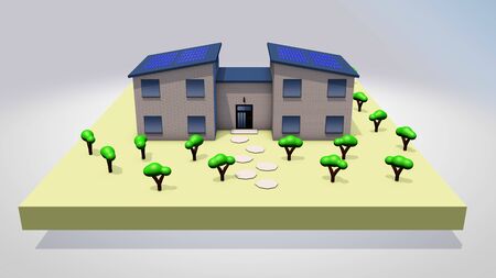 Isometric house on white background 3d render