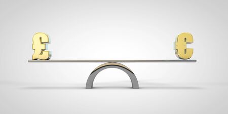 Pound Euro symbols, currency balance. 3d renderの写真素材