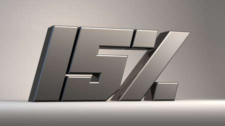 15% modern metal isolatedon background, 3d render illustration