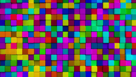 abstract multicolor displaced cubes background, 3d render illustration