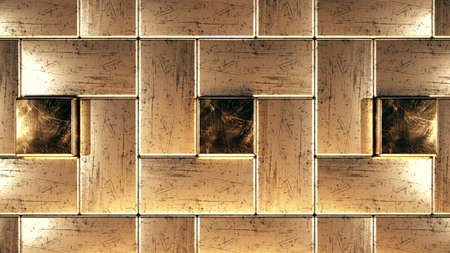 Gold and silver cubes luxury background pattern, 3d render illustration
