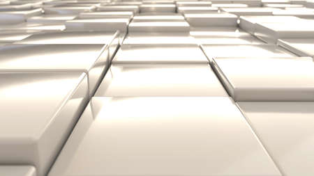 white 3d cubes tiles background from perspective view, minimalistic concept. 3d render illustration.の写真素材