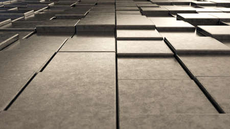 Gray scratched plastic 3d cubes tiles background from perspective view, minimalistic concept. 3d...