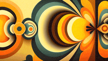 abstract background with swirls and circles in orange and brown colorsの素材
