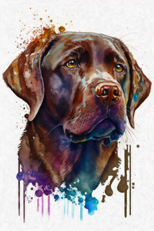 Labrador retriever dog. Digital watercolor painting. Colorful illustration.の素材