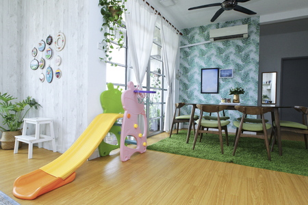 Decorating the living room of the houseのeditorial素材