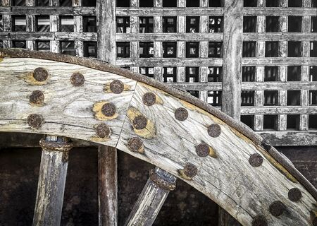 Outdated wooden wheelsの写真素材