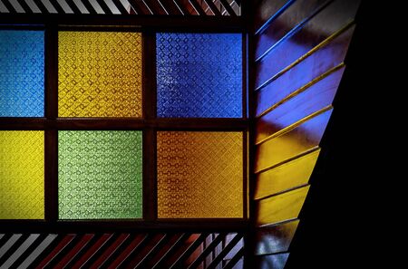 Decorate mirrors on wooden wallsの写真素材