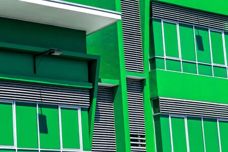 The walls of the building are greenの写真素材