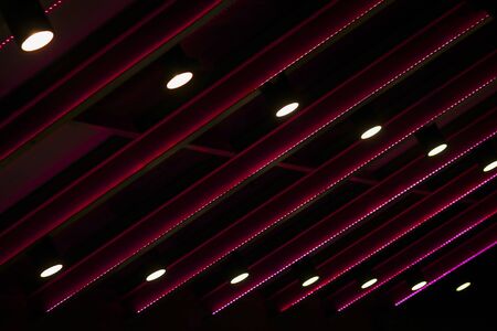 Light decoration on the roof at night timeの写真素材