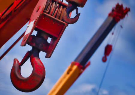 Construction crane parts on construction siteの写真素材