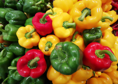 Big chilies red, green and yellow
