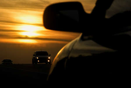 Motion blur. Vehicles move at dusk