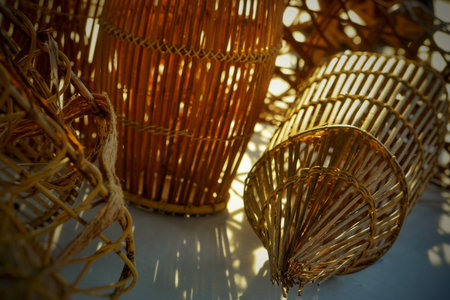 Bubu or Lukah is used to catch fish such as the location of water flow or fish passageの写真素材