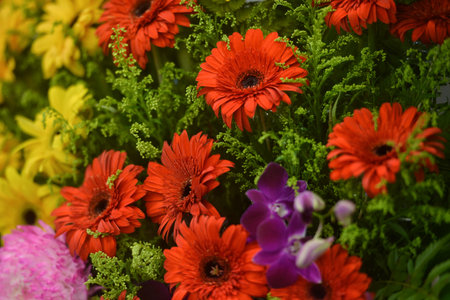 Various colors of flowers become decorations