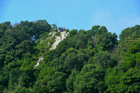 High hills along the sea coastの写真素材