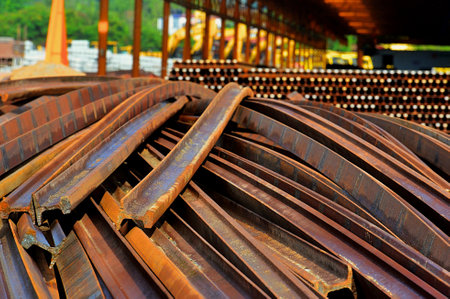 Steel iron pile for railway useの写真素材