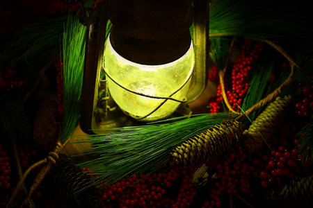 Decorative lights illuminate the darkness. Gradient tone