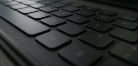 Selective focus. Laptop keyboard part