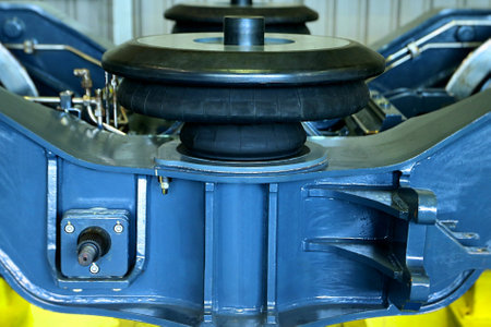 Close up. Train rubber mounting part