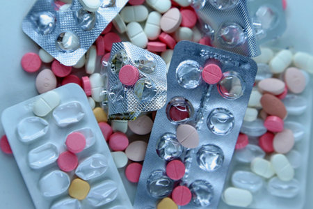 Prescription drugs. Various sizes of drugs and pillsの写真素材