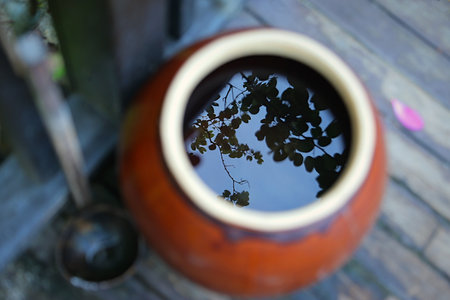 Foot washing water in potteryの写真素材
