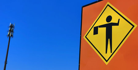 Signboard with symbol in use