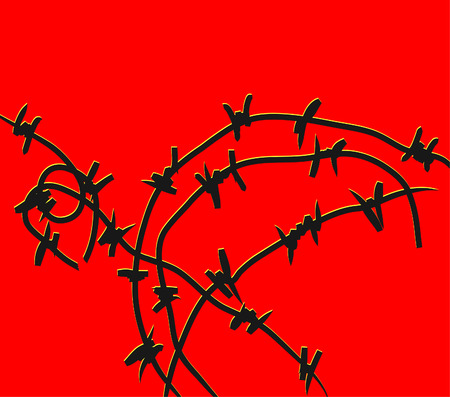 A black barbed wire on a red backgroundのイラスト素材