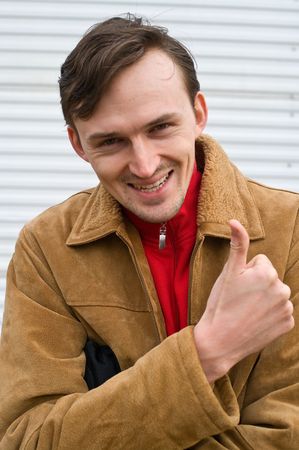 Portrait of the young smiling men.