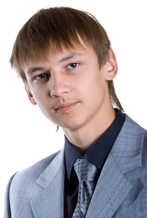 Cheerful young businessman on white background. Isolationの写真素材