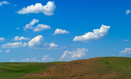 Summer landscape with hills of the Ural mountainsの写真素材