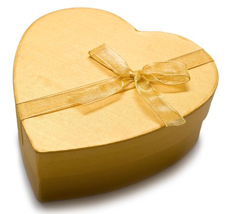 Beautiful golden heart on white background. Isolatedの写真素材