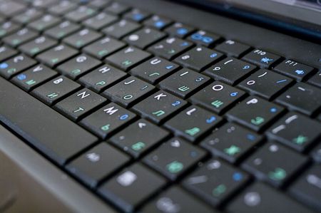 Black Keyboard of laptop. Macro. Shallow DOFの写真素材