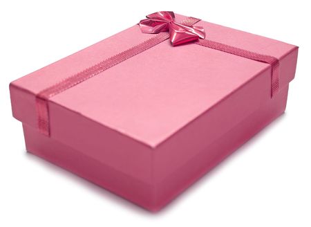 Beautiful pink gift on white background. Isolated, shallow DOFの写真素材