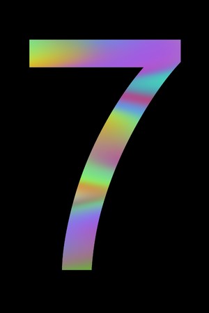 The multicolor number 7. Isolated on black background