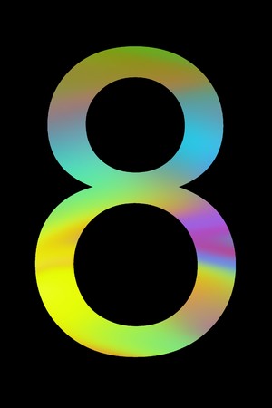The multicolor number 8. Isolated on black background