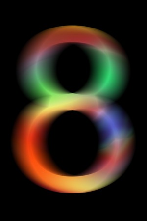 The multicolor number 8. Isolated on black backgroundの写真素材