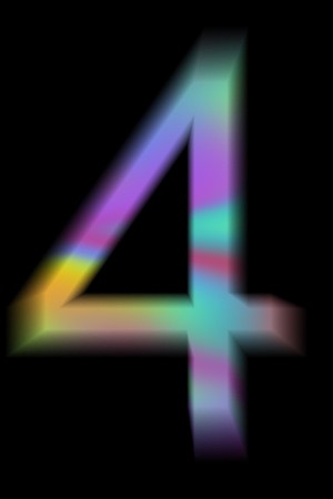 The multicolor number 4. Isolated on black backgroundの写真素材