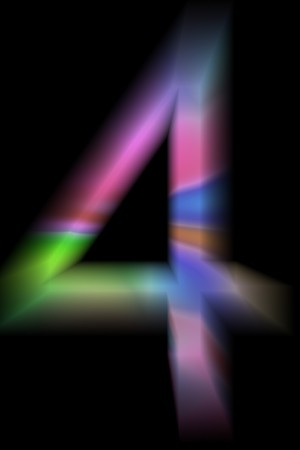 The multicolor number 4. Isolated on black backgroundの写真素材