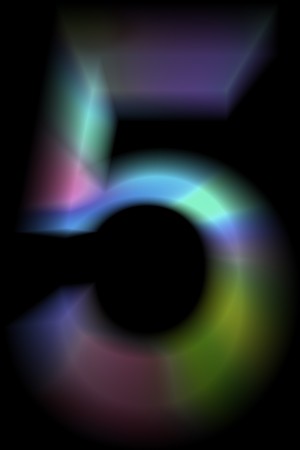 The multicolor number 5. Isolated on black backgroundの写真素材