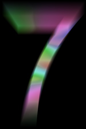 The multicolor number 7. Isolated on black backgroundの写真素材