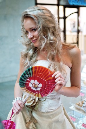 The young beautiful bride in a wedding dress. Shallow DOF の写真素材