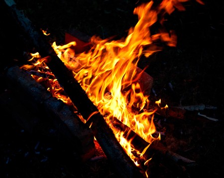 Fire at night. The beautiful fiery background の写真素材