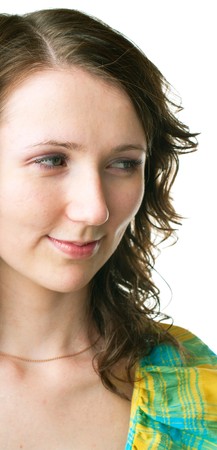 The young beautiful girl on a white background の写真素材